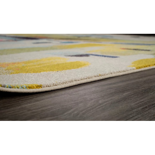 Orren Ellis COLORWRKS Sunny Pastels Abstract Area Rug in Yellow